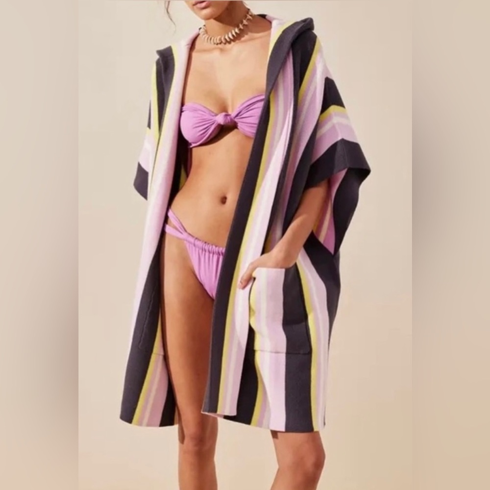 FREE PEOPLE All I Need Stripe Hooded Poncho Sweater OS NWOT $128